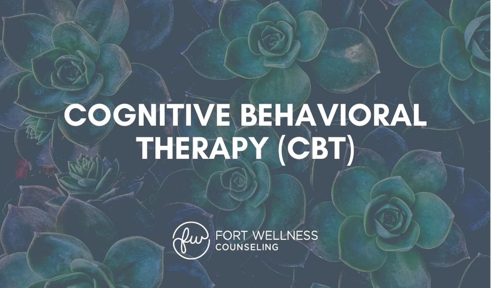 Succulents showing a decorative background with the words cognitive behavioral therapy (CBT) on the front.